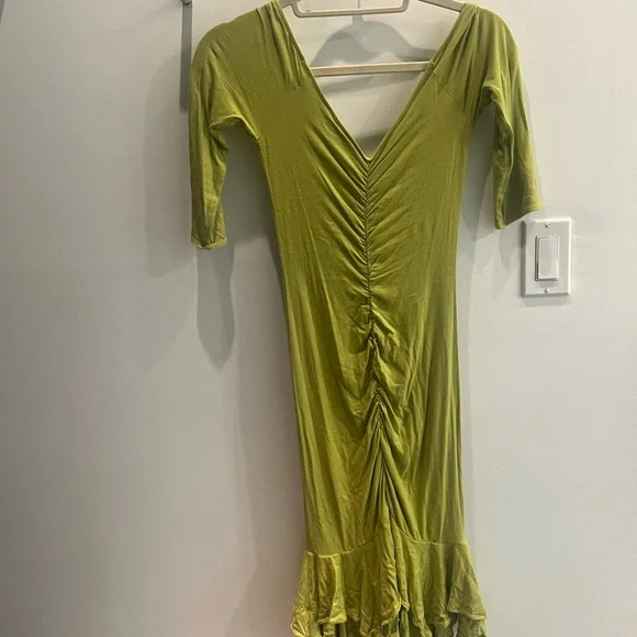 Vintage Betsey Johnson Green Ruched Dress